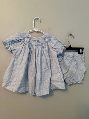 Ruth and Ralph Blue Floral Smocked Dog Set